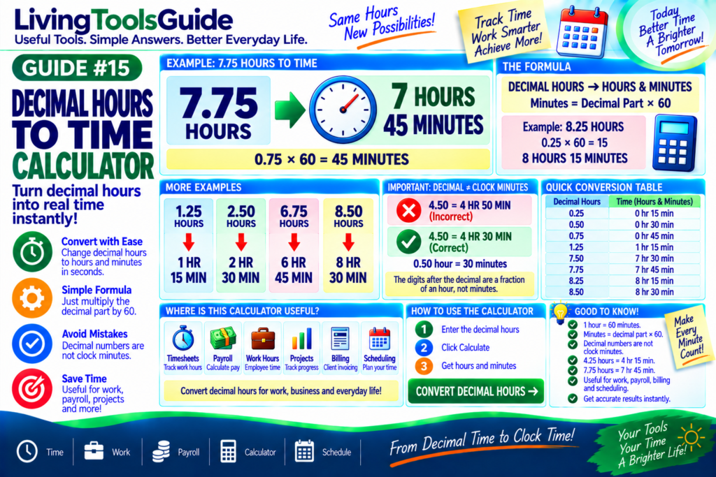 Decimal Hours to Time Calculator