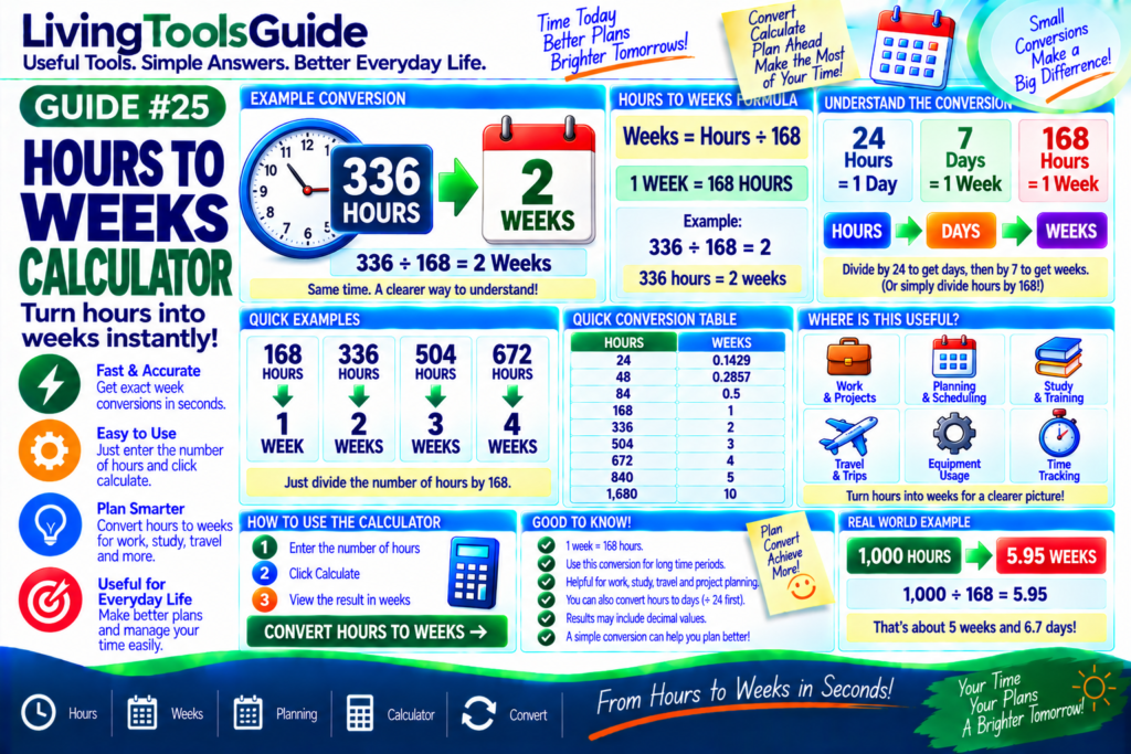Hours to Weeks Calculator