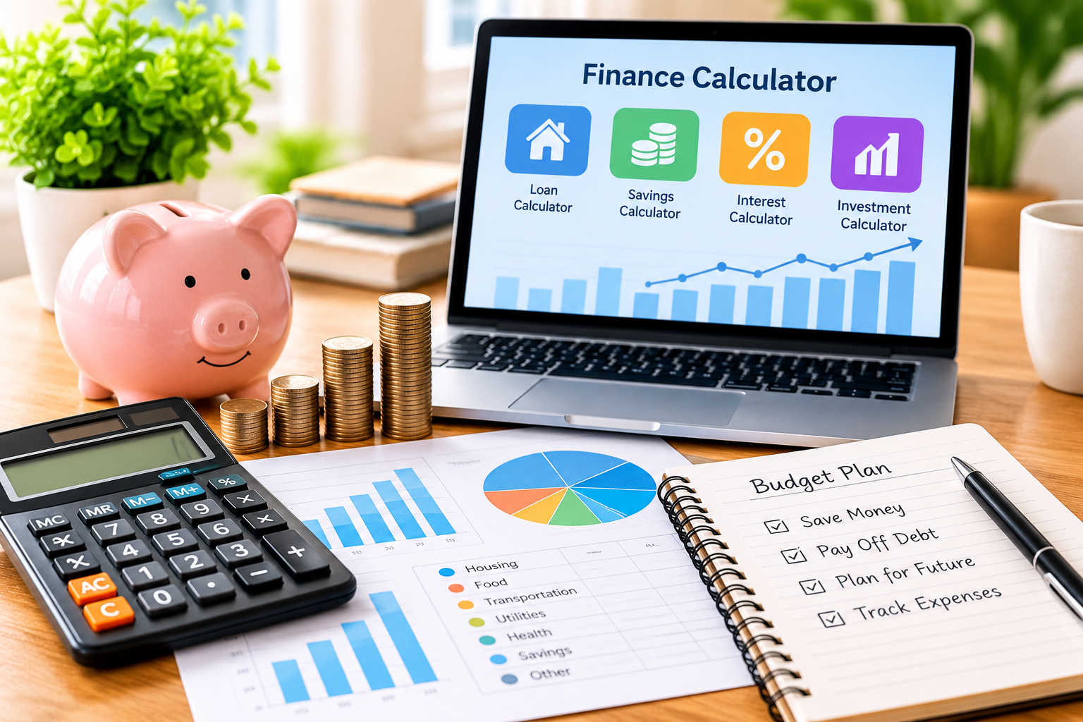 Money and finance calculators for loans, savings, budgeting and everyday financial planning