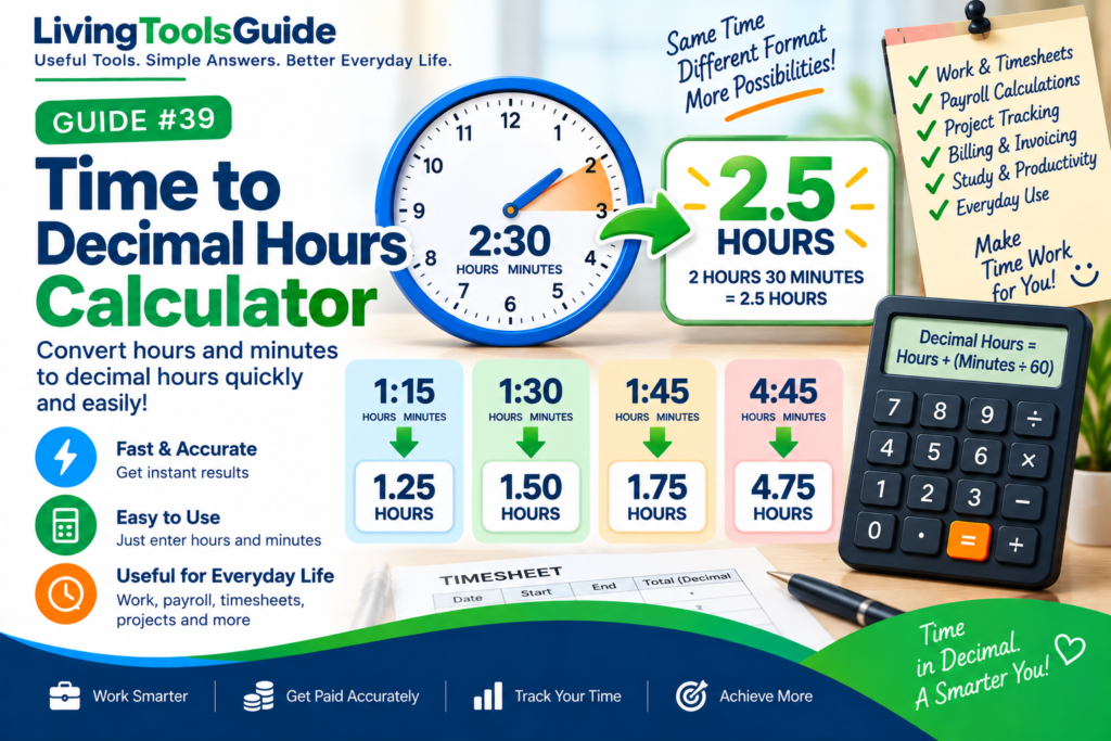 Time to Decimal Hours Calculator